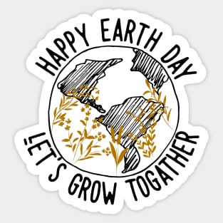 Happy Earth Day One Line Art Flowers Sticker